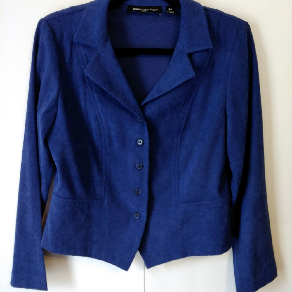 Briggs New York petite blue faux suede Blazer 8P
